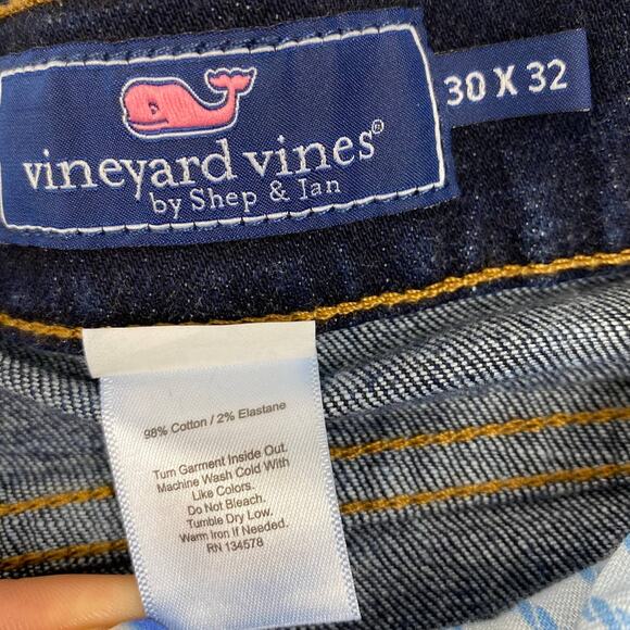 Vineyard Vines Straight Fit Jeans Whale Tab Medium Wash Blue 30 x 32 Men's - Picture 9 of 10
